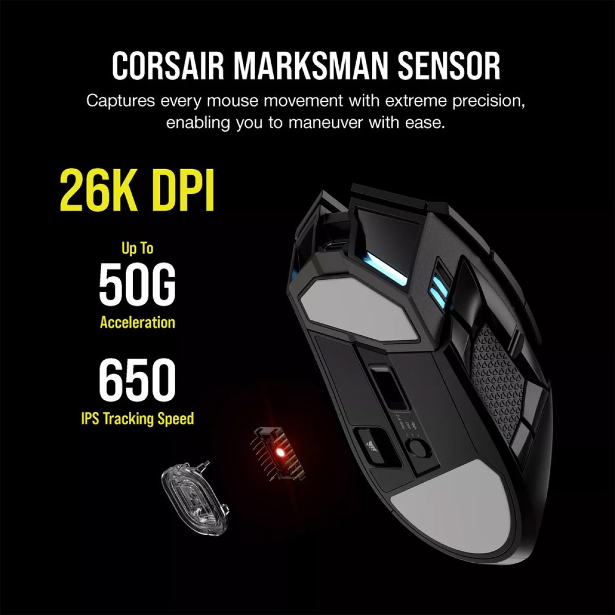 Rato Corsair Darkstar Gaming RGB Wireless/Bluetooth Preto - Image 8
