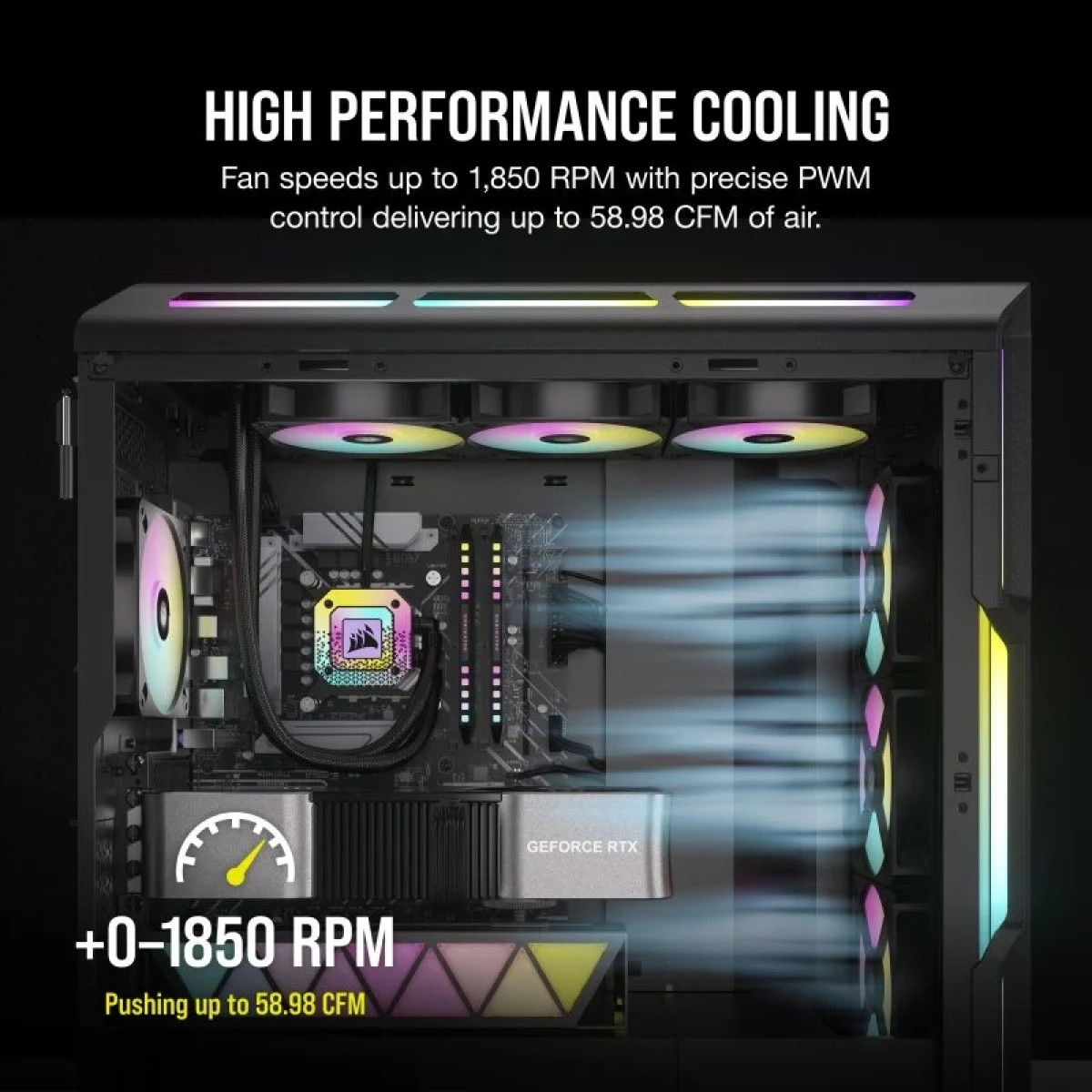 Ventoinha 120mm Corsair iCUE AR120 Digital RGB Pretas (Pack 3) - Image 7