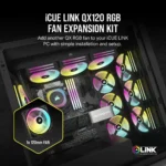 Ventoinha 120mm Corsair ICUE Link QX120 RGB PWM Preta - Image 2