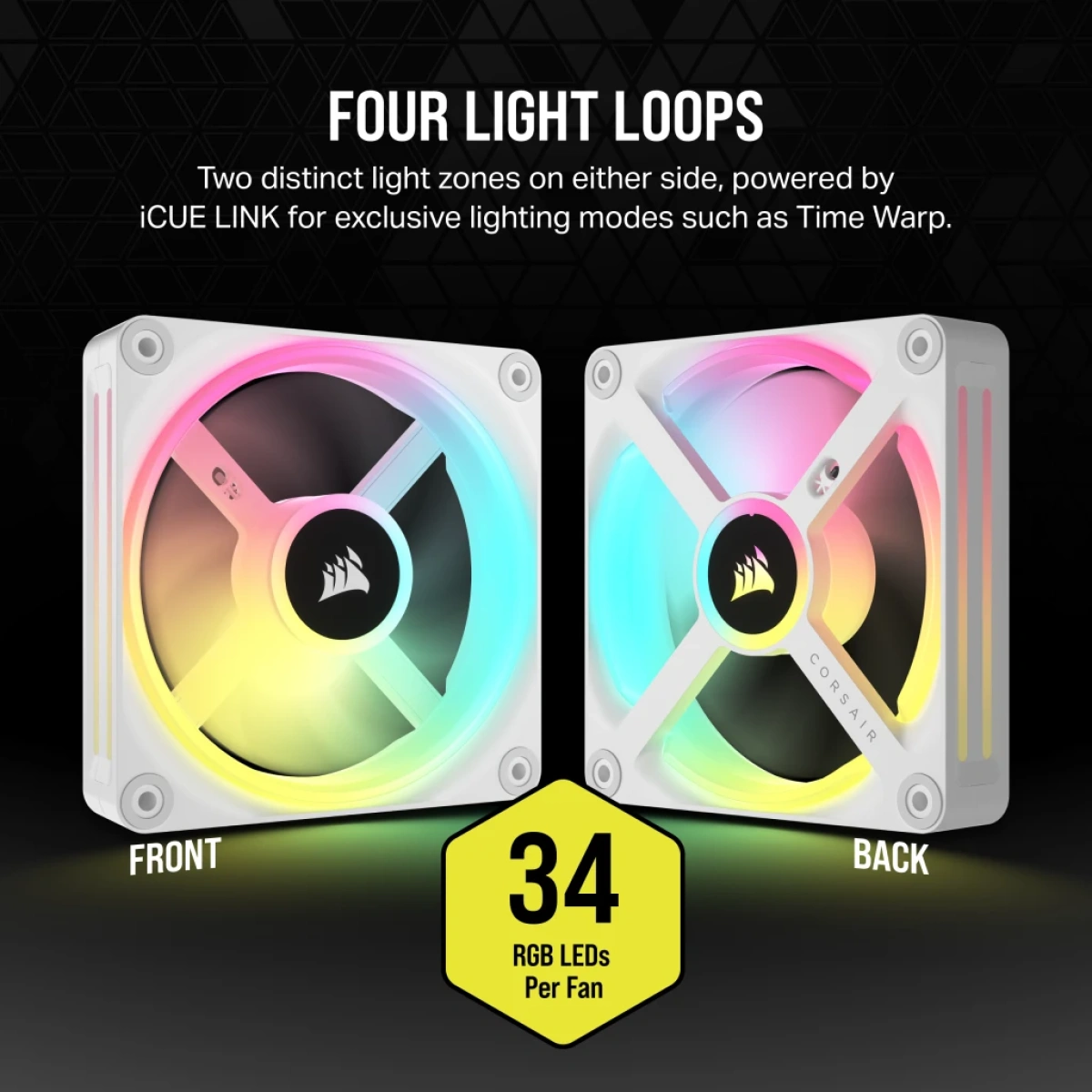 Ventoinha 120mm Corsair ICUE Link QX120 RGB PWM Branca (Pack 3) - Image 4