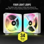 Ventoinha 120mm Corsair ICUE Link QX120 RGB PWM Branca (Pack 3) - Image 4