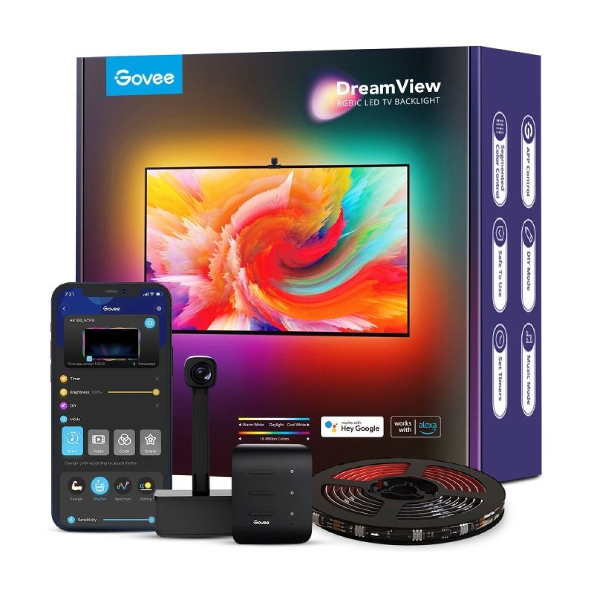 Govee H6199 DreamView T1 TV Backlight RGB Smart LED Strip para TVs - Image 2