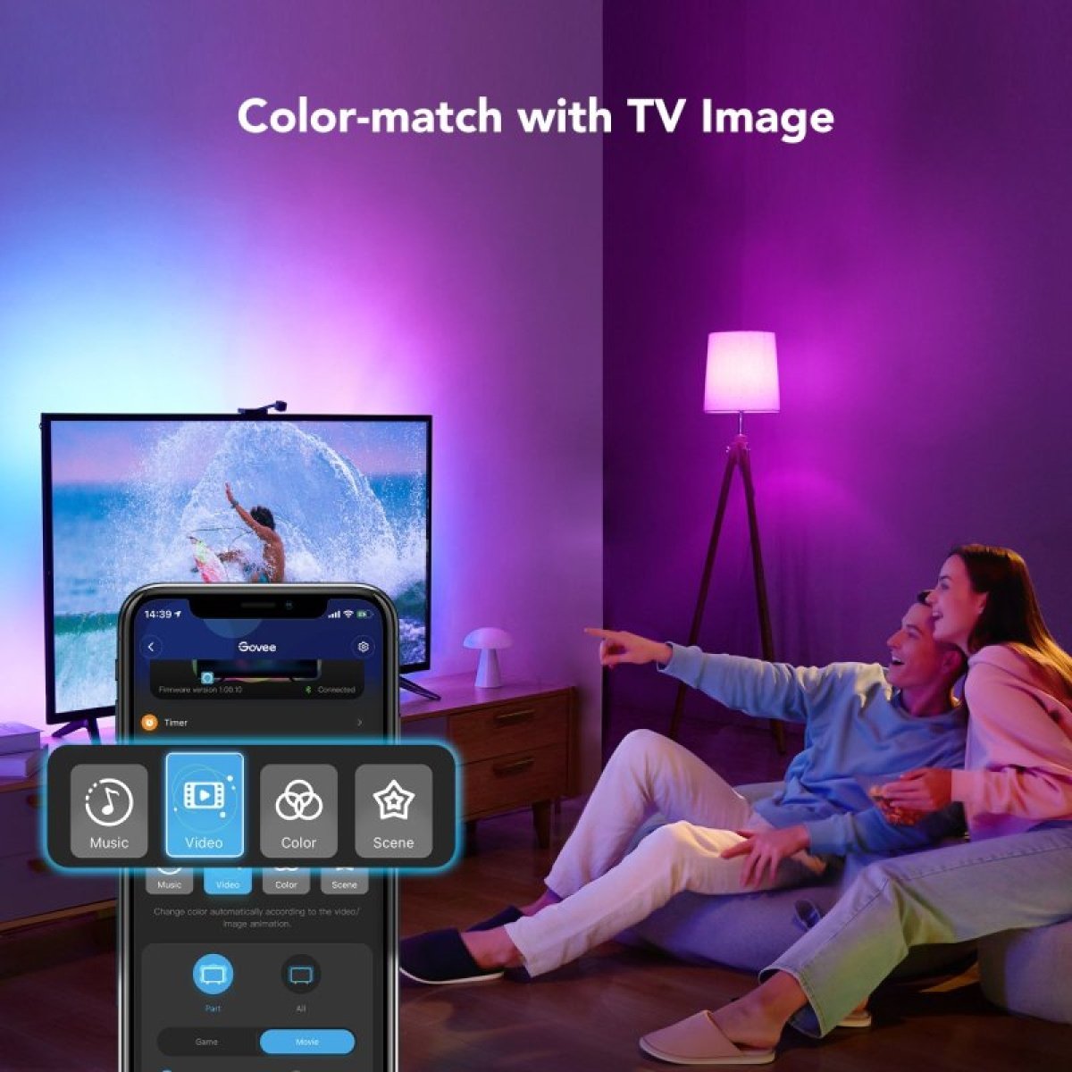 Govee H6199 DreamView T1 TV Backlight RGB Smart LED Strip para TVs - Image 5