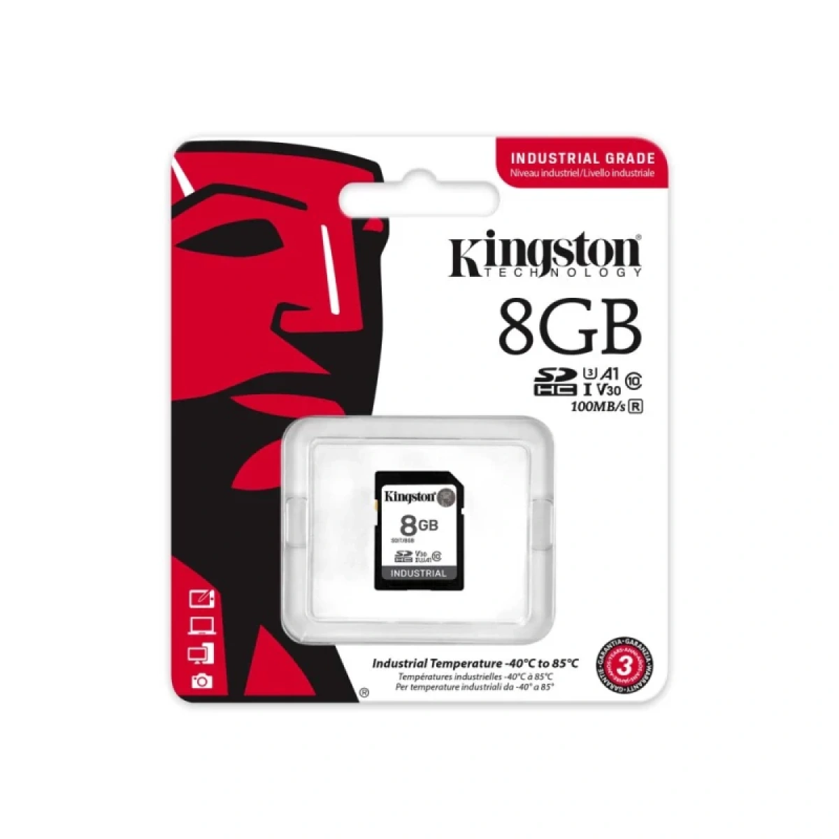 Cartão de Memória SDHC Kingston 8GB Industrial C10 UHS-I U3 V30 A1 pSLC - Image 2