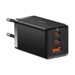 Carregador Rápido BASEAUS Gan5 Pro 2C+U 65W EU Preto