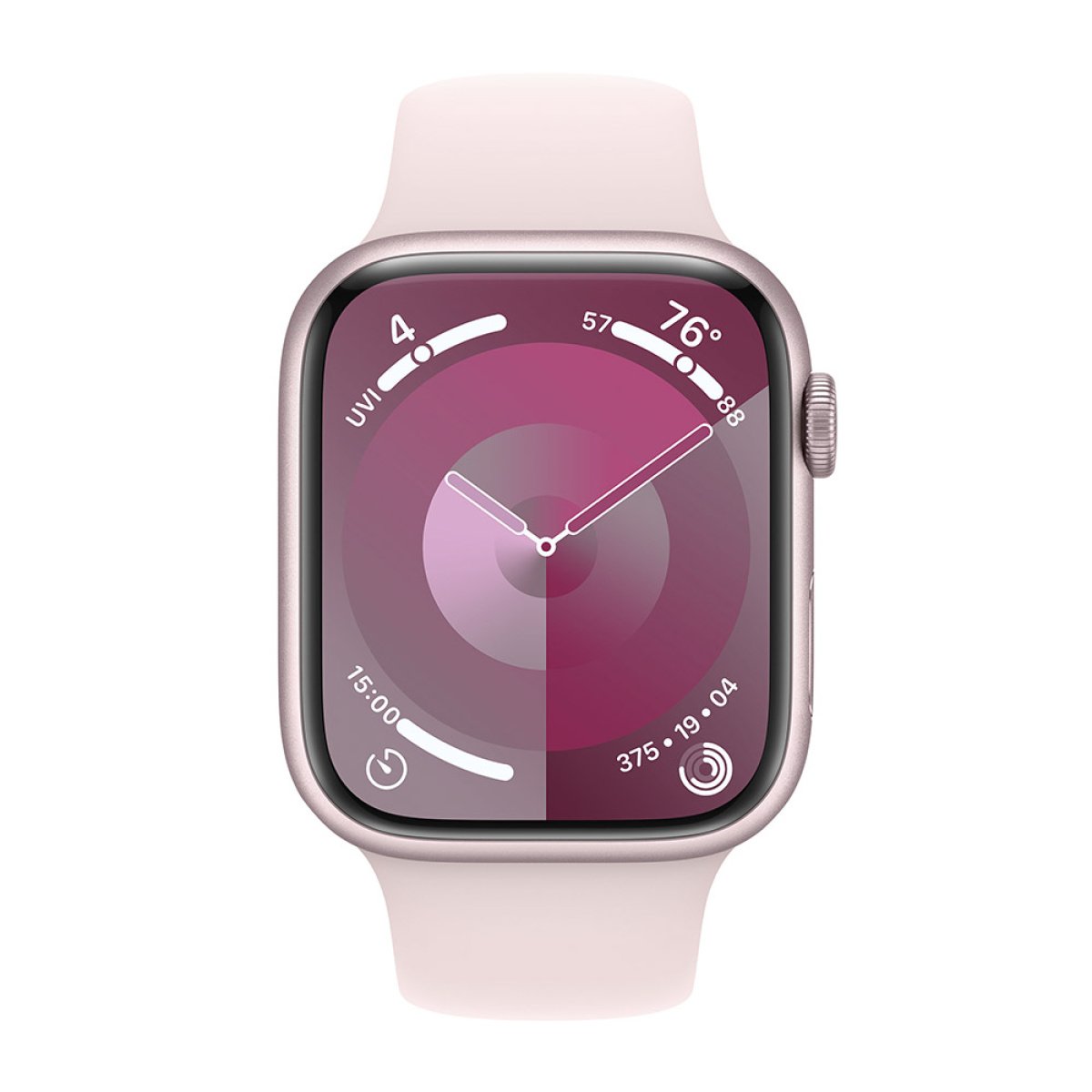 Apple Watch Series 9 GPS 45mm Alumínio Rosa c/ Bracelete Desportiva Rosa Claro - S/M - Image 1