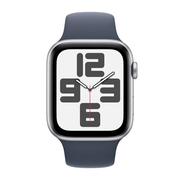 Apple Watch SE (2023) GPS 44mm Alumínio Prateado c/ Bracelete Desportiva Azul Trovoada - Medium/Large