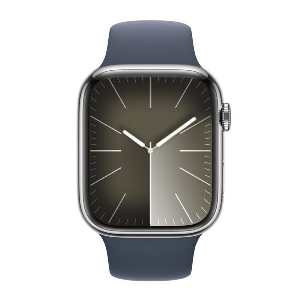 Apple Watch Series 9 GPS + Cellular 45mm Aço Inoxidável Prateado c/ Bracelete Desportiva Azul Trovoada - M/L