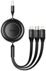 Cabo Baseus bright mirror 2 series retrátil 3 em 1 fast charge data usb para m+l+c 3.5a 1.1m preto