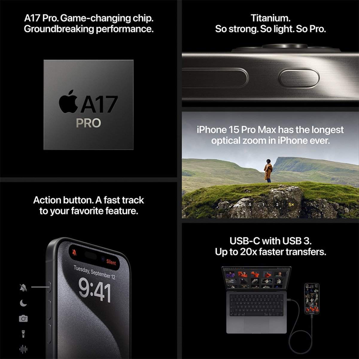 Smartphone Apple iPhone 15 Pro 6.1" 256GB Titânio Branco - Image 8