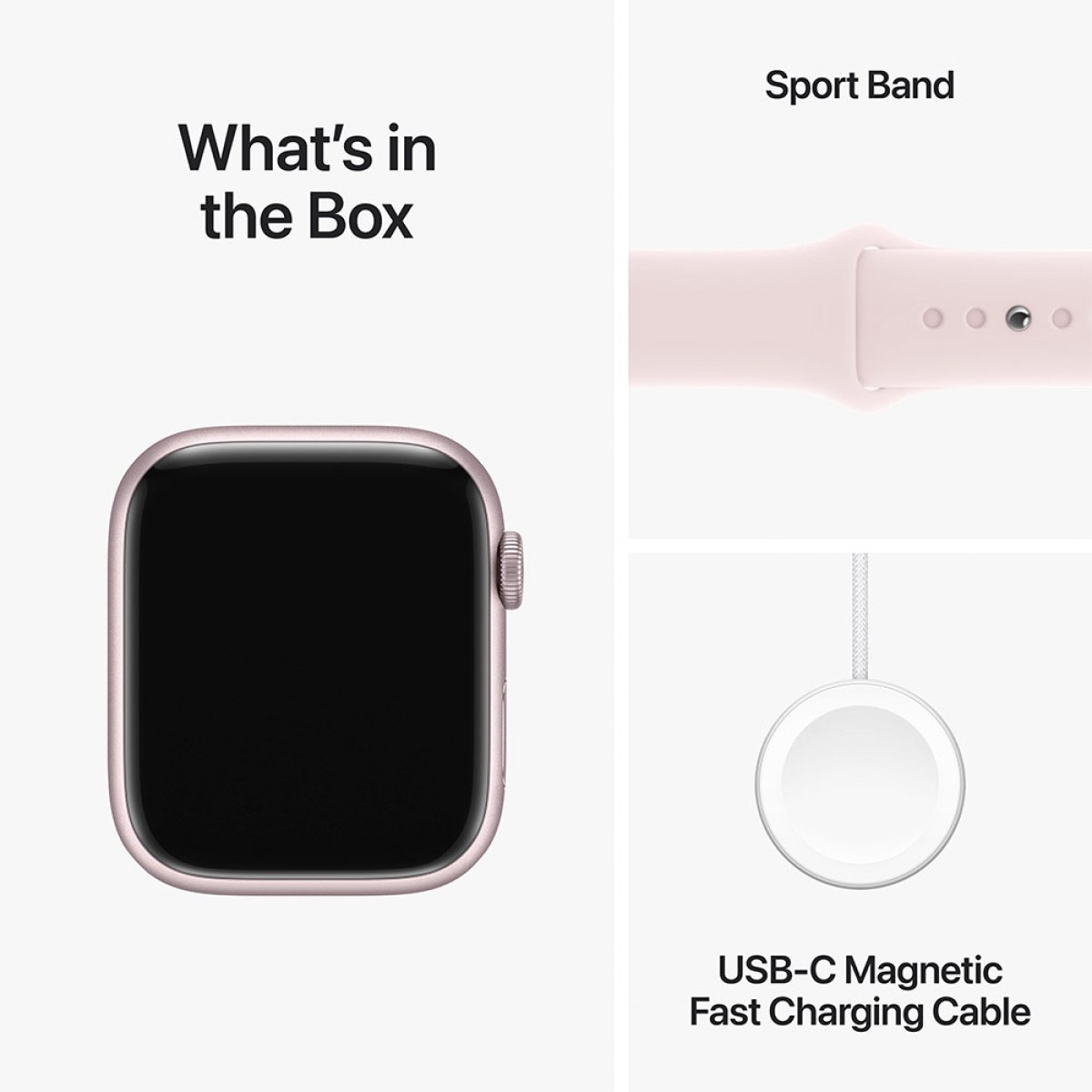 Apple Watch Series 9 GPS 45mm Alumínio Rosa c/ Bracelete Desportiva Rosa Claro - S/M - Image 3