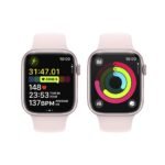 Apple Watch Series 9 GPS 45mm Alumínio Rosa c/ Bracelete Desportiva Rosa Claro - S/M - Image 4