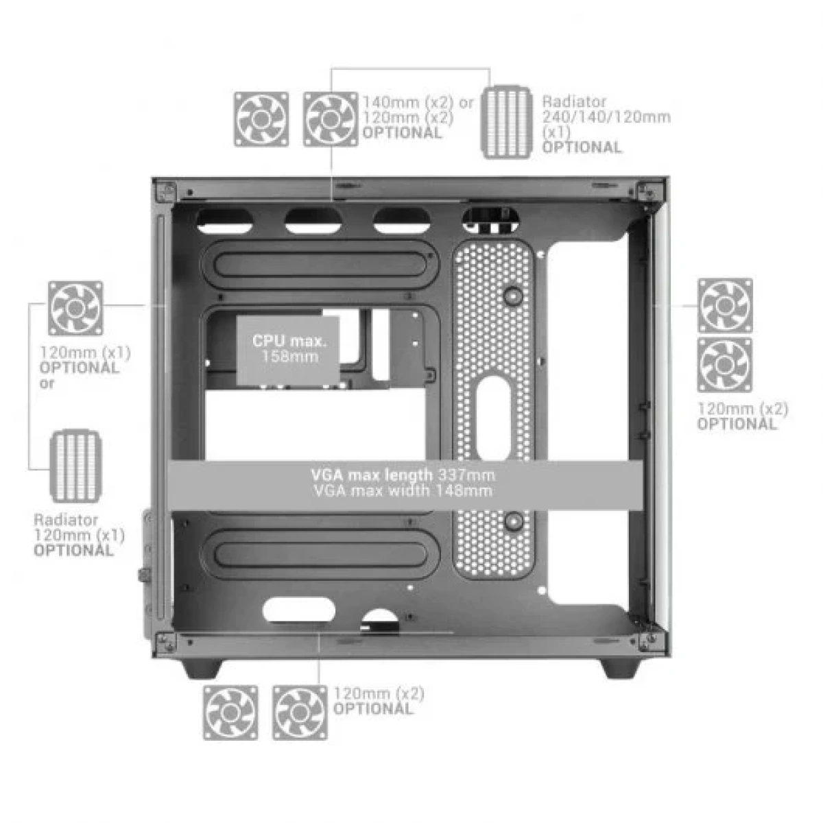 Caixa Mars Gaming micro-atx mc-nova premium custom alumínio preta - Image 2