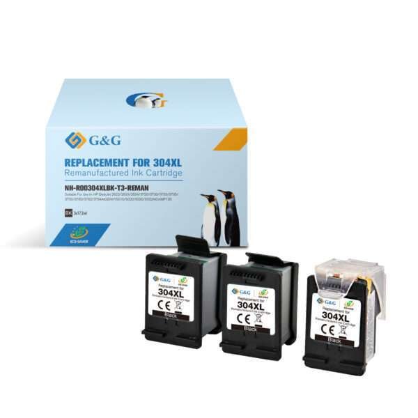 Pack 3 Tinteiros HP 304 XL Preto Reciclados (N9K08AE / N9K06AE)