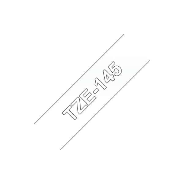Fita Laminada Compatível Brother TZE-145 - 18mm x 8 metros Branco/Transparente