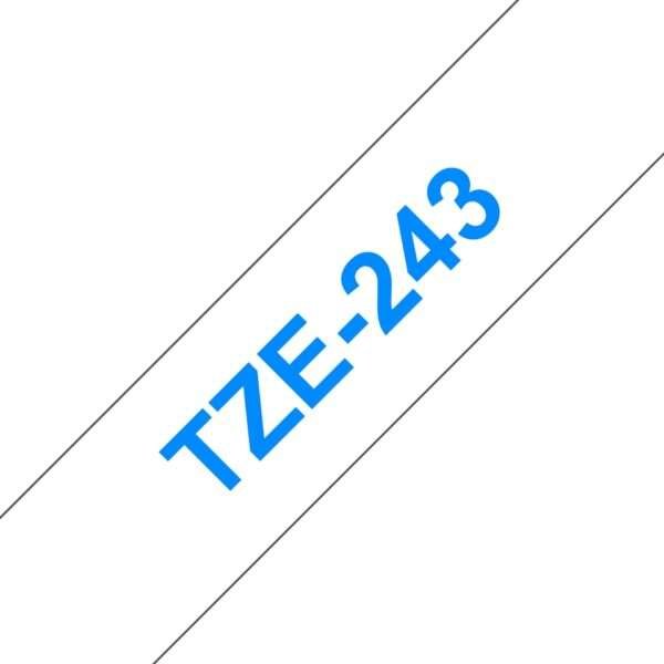 Fita Laminada Compatível Brother TZE-243 - 18mm x 8 metros Azul/Branco