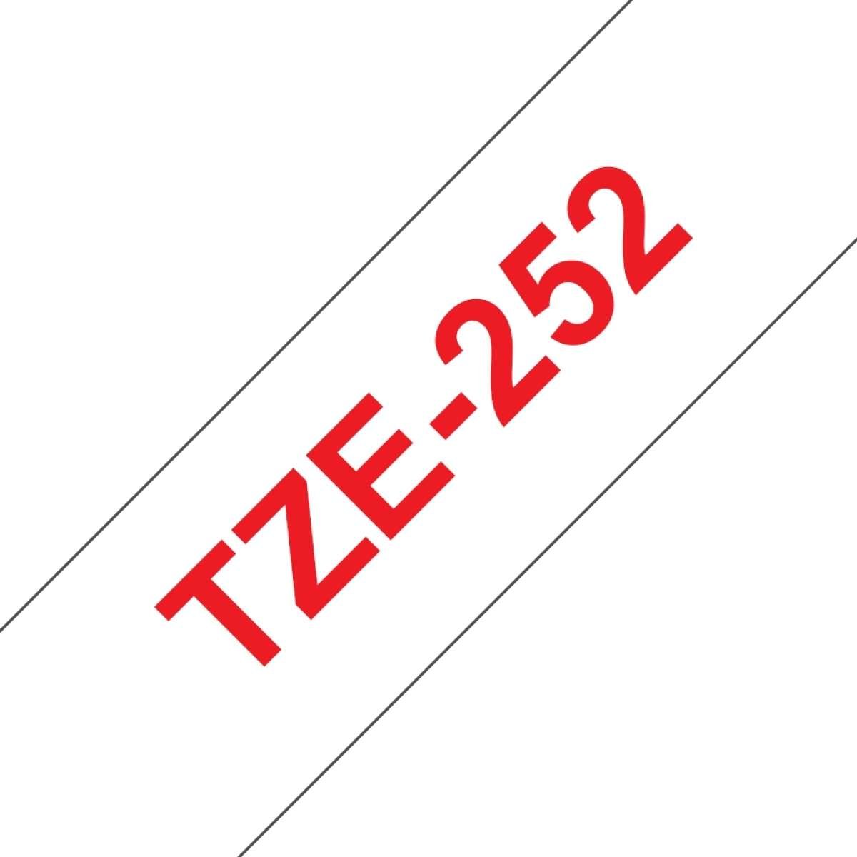 Fita Laminada Compatível Brother TZE-252 - 24mm x 8 metros Vermelho/Branco - Image 1