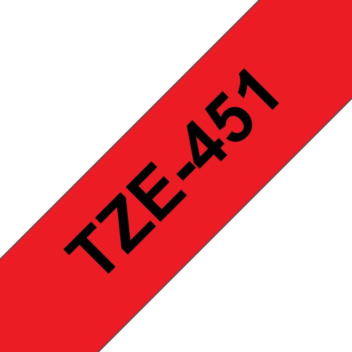 Fita Laminada Compatível Brother TZE-451 - 24mm x 8 metros Preto / Vermelho - Image 1