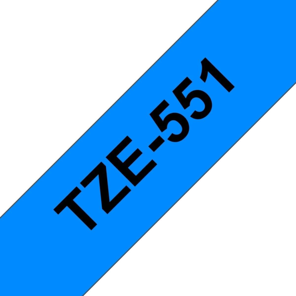 Fita Laminada Compatível Brother TZE-551 - 24mm x 8 metros Preto / Azul - Image 1