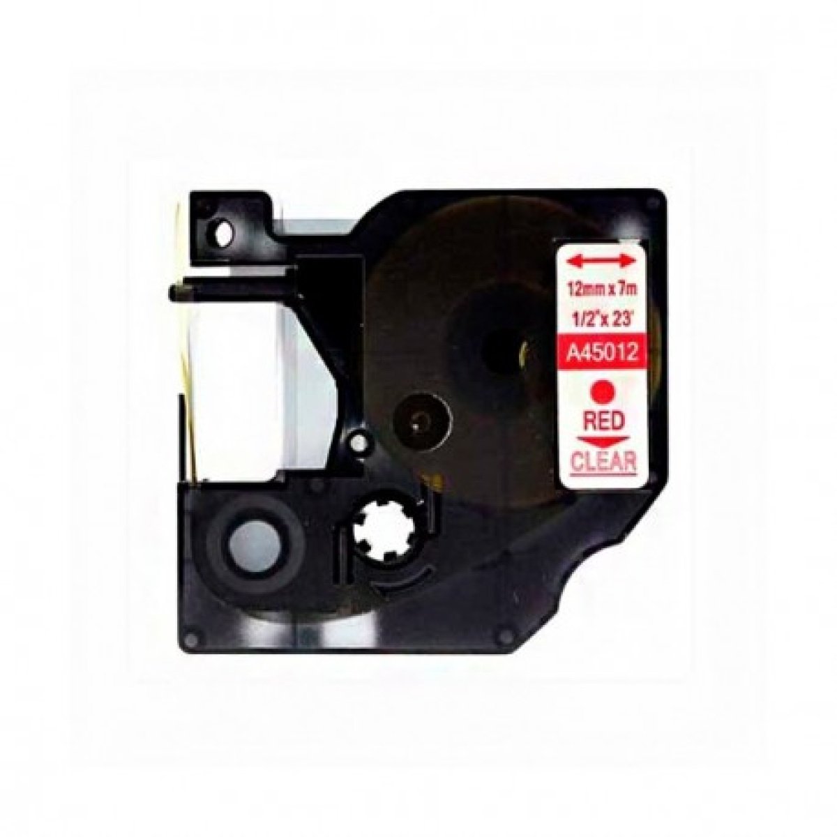 Fita Compatível Dymo D1 45012 - 12mm x 7 metros Vermelha/Transparente S0720520 - Image 1
