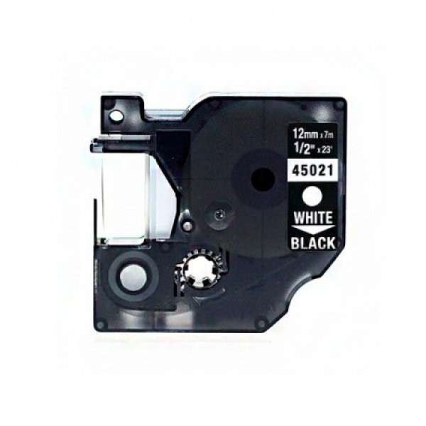 Fita Compatível Dymo D1 45021 - 12mm x 7 metros Branco/Preto S0720610