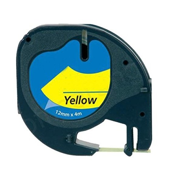 Fita Compatível Dymo LETRATAG 91202 - 12mm x 4 metros Preto/Amarelo S0721620