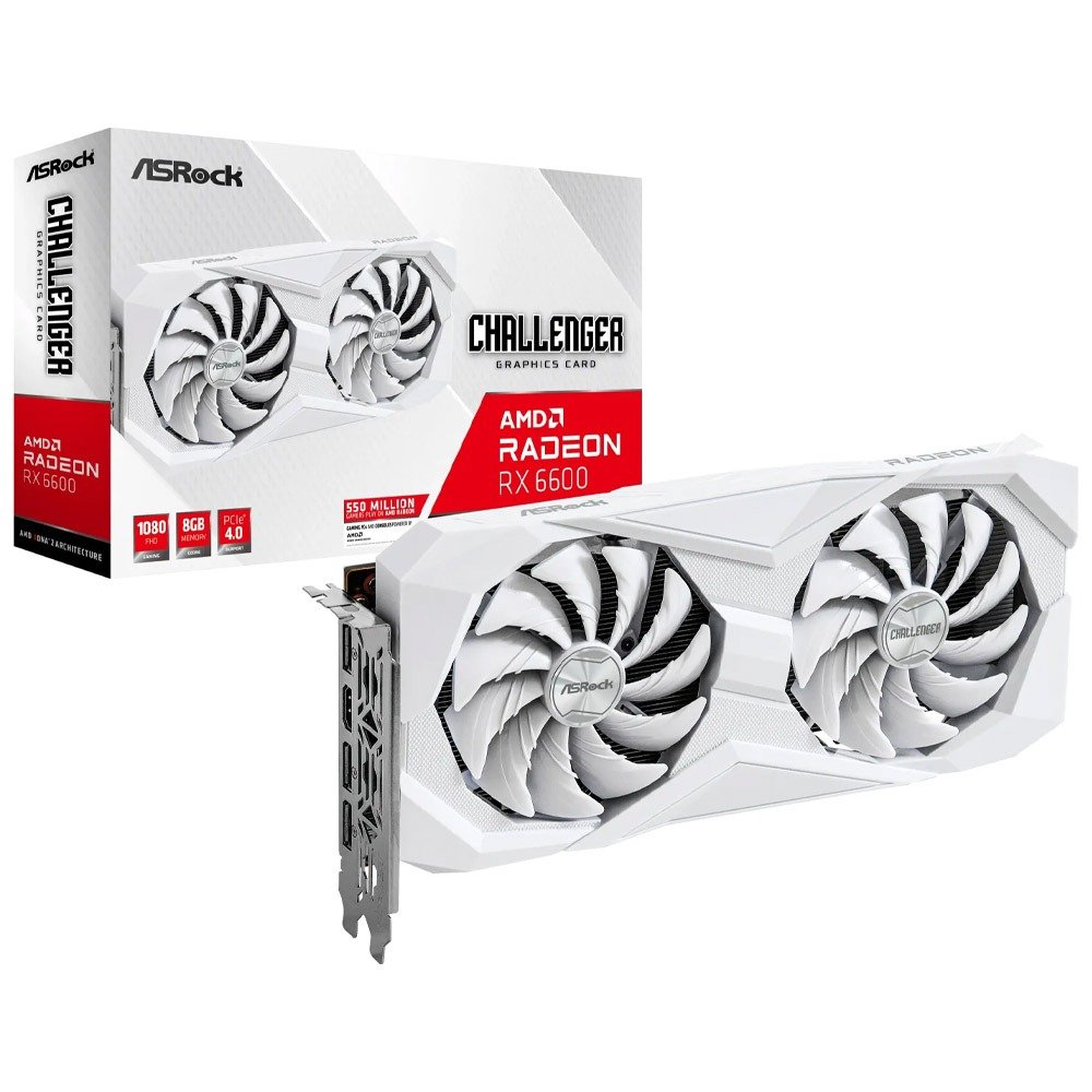 Placa GrAAfica ASRock Radeon RX 6600 Challenger White 8GB GDDR6