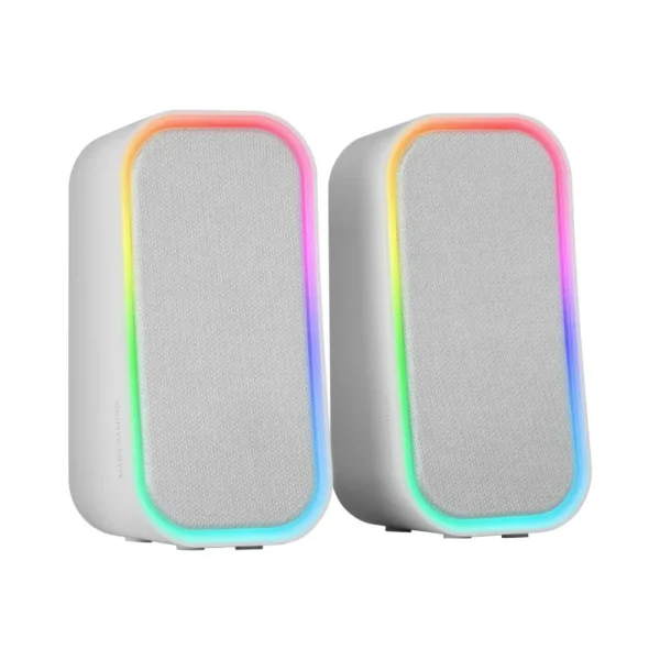 Colunas Gaming RGB 20W Mars Gaming MS-OM Bluetooth 5.3 com Controlador de Volume Brancos