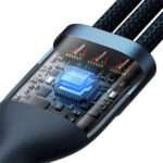 Cabo Baseus Flash USB-A p/ USB-C  Micro USB  Lightning PD 66W 1.2m Azul - Image 4