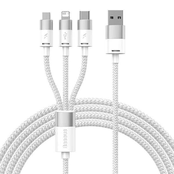 Cabo Baseus StarSpeed USB-A p/ USB-C | MicroUSB | Lightning 1.2m Branco