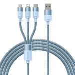 Cabo Baseus OTG StarSpeed USB-A p/ MicroUSB/USB-C/Lightning 1.2m Azul