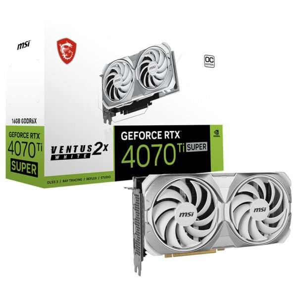 Placa Gráfica MSI GeForce RTX 4070 Ti Super Ventus 2X White OC 16GB GDDR6X DLSS3