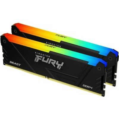 Memoria Ram Pack 2x 8GB (16GB) DDR4 Kingston CL16 2666Mhz Fury Beast RGB Preta