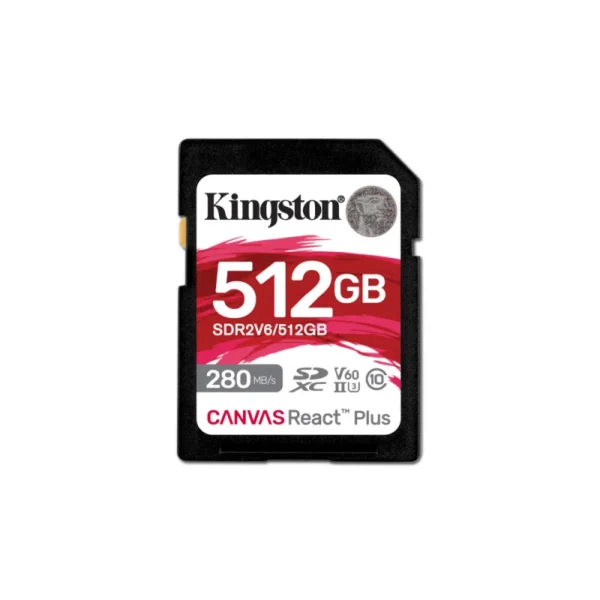 Cartão de memoria Kingston 512GB SD Canvas React Plus 280R/150W