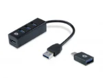 HUB CONCEPTRONIC USB 3.0 4 PORT USB3.0 + ADAPTADOR USB-C PRETO