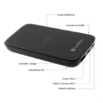 PowerBank CoolBox Qi 10000mAh PD 3.0 com Carga Sem Fios Preto - Image 2