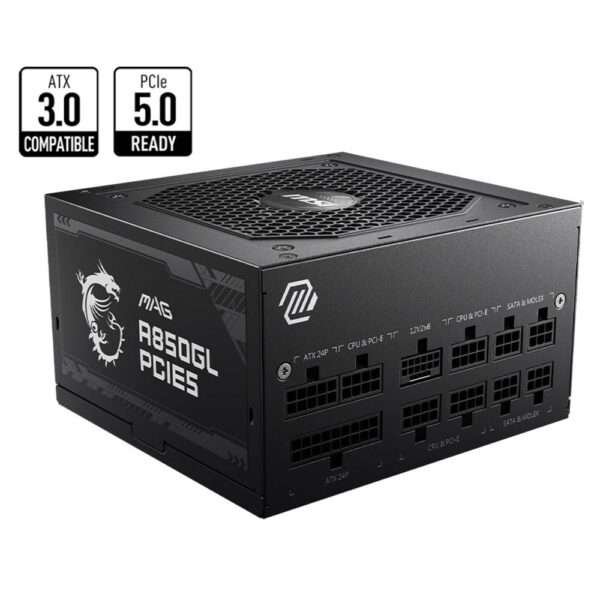 Fonte de Alimentação ATX MSI MAG A850GL PCIE5 850W 80 Plus Gold Full Modular