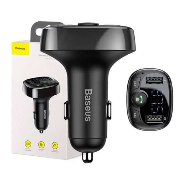 Carregador de Isqueiro Baseus S-09A 3.4A Dual USB-A + Transmissor FM/Bluetooth/MicroSD Preto