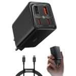 Carregador Baseus GaN6 Pro Dual USB-A/USB-C 65W Fast Charger PD 3.0 Preto