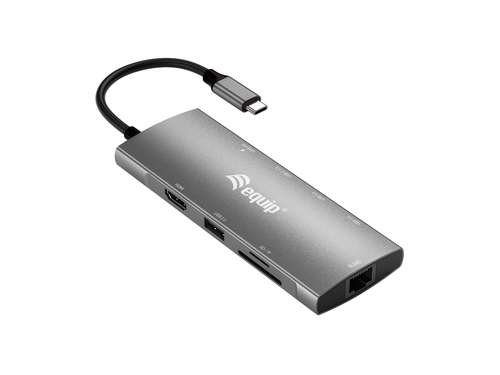 Hub Equip 133490 base & duplicador de portas Com fios USB 3.2 Gen 1Type-C Cinza