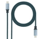 Cabo USB 3.2 Nanocable 20Gbps 5A/100W 4K/60HZ USB-C M/M 1.5 M Cinzento/Preto