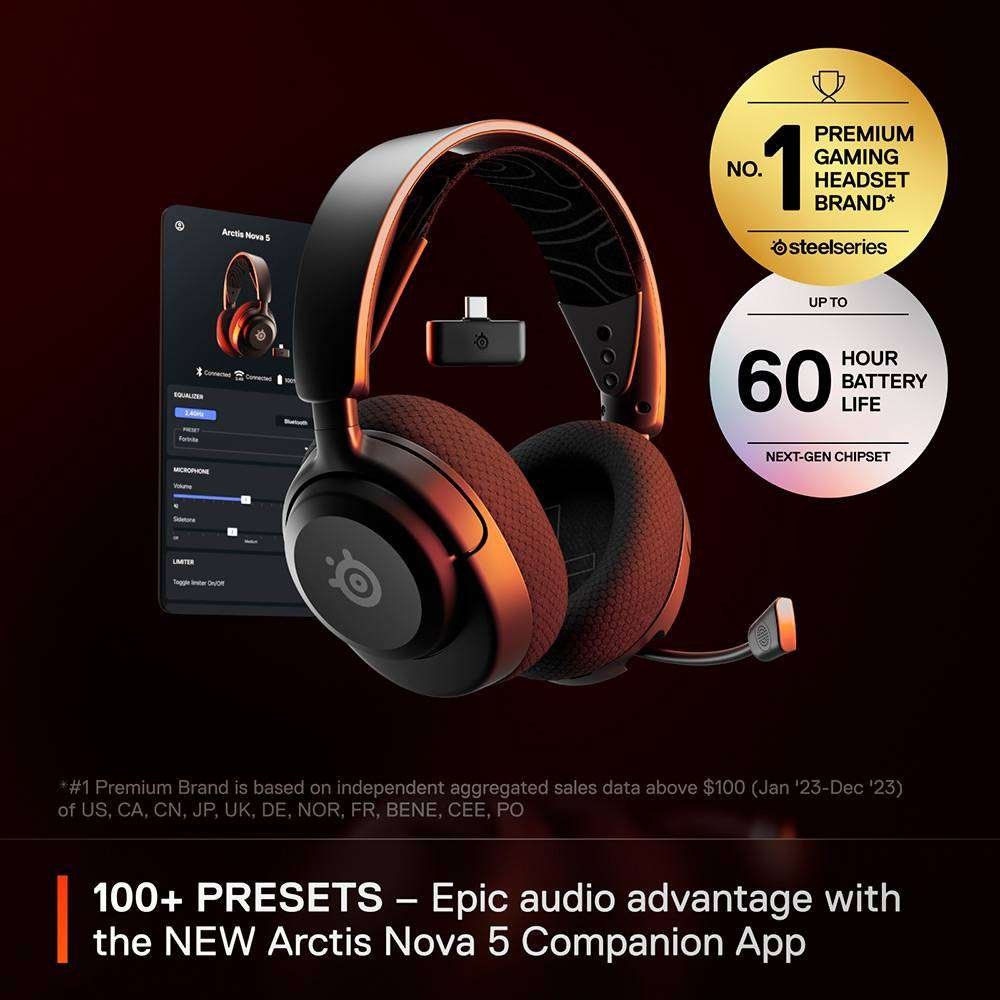 Headset Steelseries Arctis Nova 5 Wireless/Bluetooth Preto - Image 3