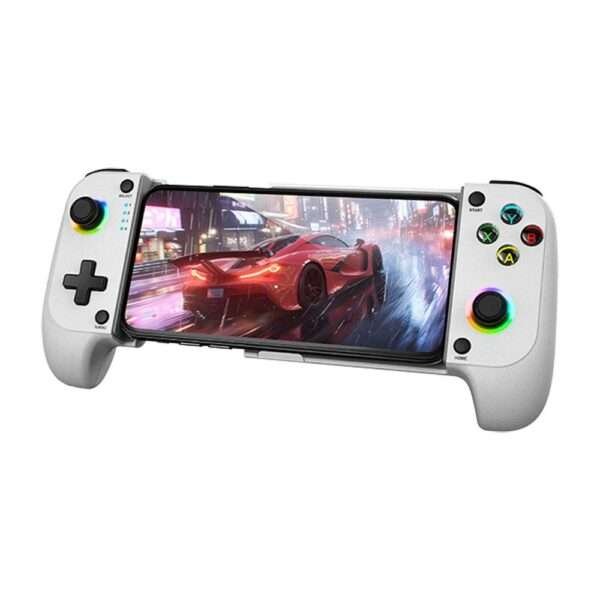 Gamepad Mars Gaming MGPX 2-in-1 Bluetooth Neon RGB Dual Vibration Branco