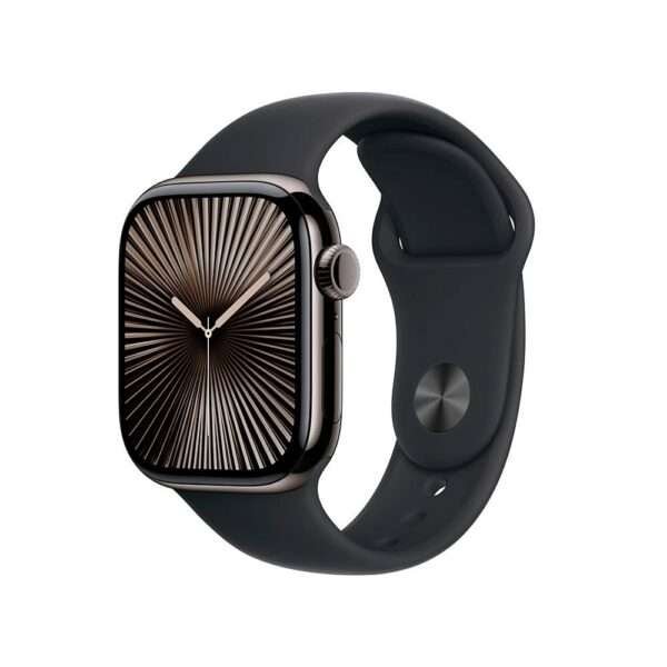Apple Watch Series 10 GPS + Cellular 42mm Titânio Ardósia c/ Bracelete Desportiva Preta - Small/Medium