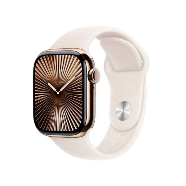 Apple Watch Series 10 GPS + Cellular 42mm Titânio Dourado c/ Bracelete Desportiva Luz das Estrelas - Medium/Large
