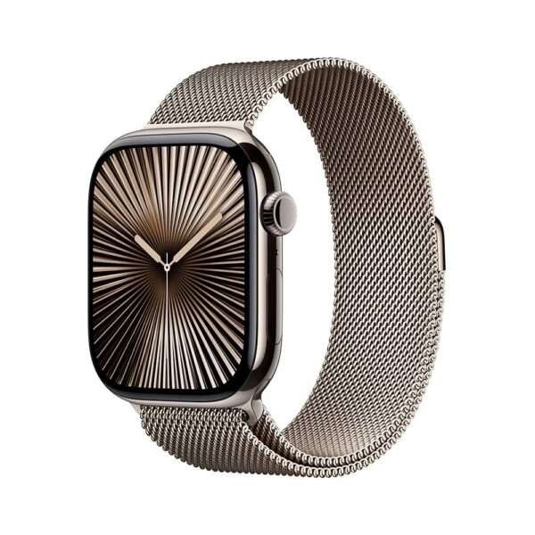 Apple Watch Series 10 GPS + Cellular 46mm Titânio Natural c/ Bracelete Loop Milanesa Natural - Small/Medium