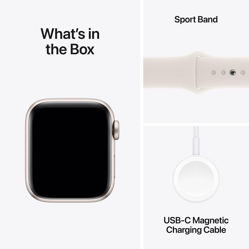 Apple Watch SE (2024) GPS 40mm Alumínio Luz das Estrelas c/ Bracelete Desportiva Luz das Estrelas - Medium/Large - Image 4