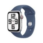 Apple Watch SE (2024) GPS + Cellular 44mm Alumínio Prateado c/ Bracelete Desportiva Azul Denim - Medium/Large