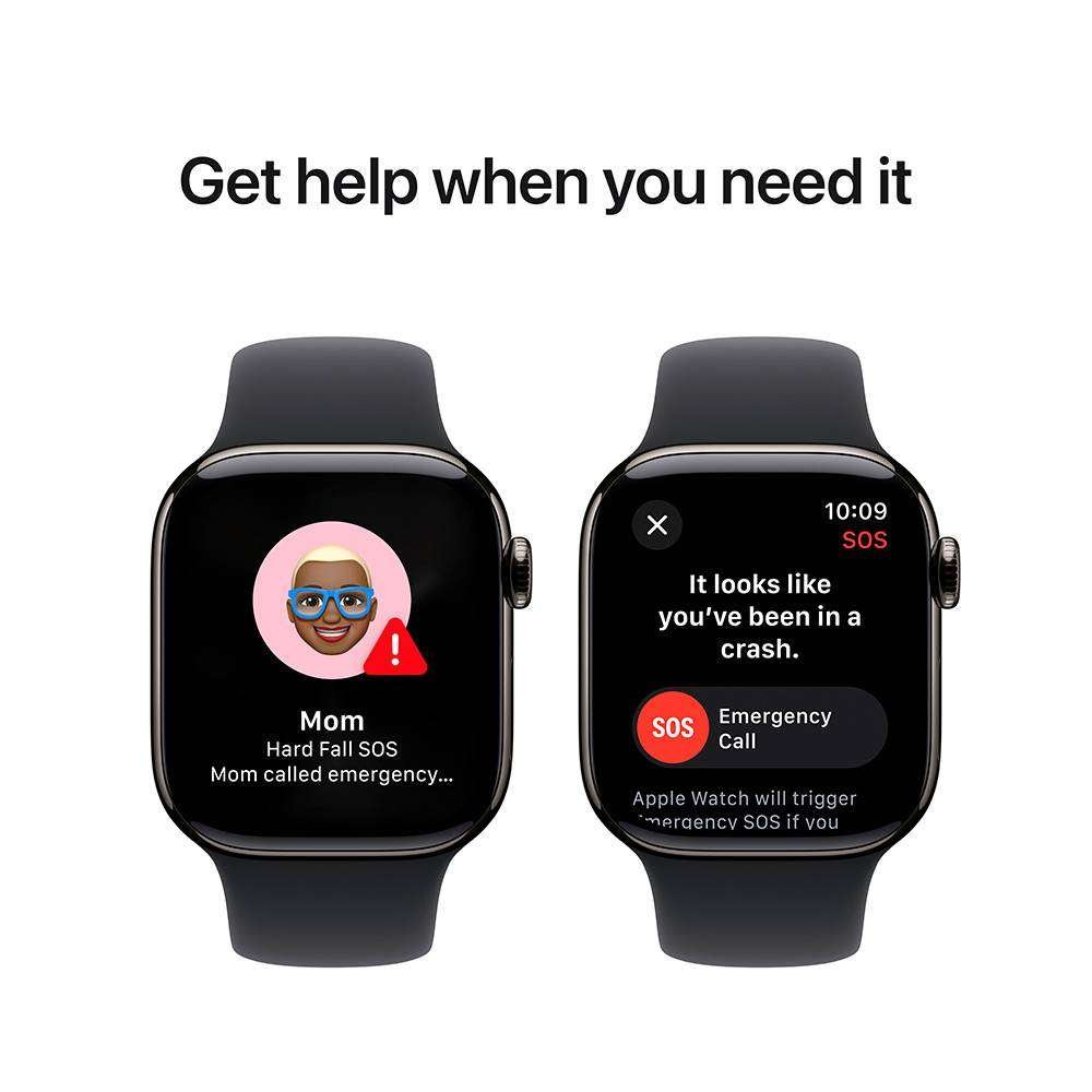 Apple Watch Series 10 GPS + Cellular 42mm Titânio Ardósia c/ Bracelete Desportiva Preta - Small/Medium - Image 6