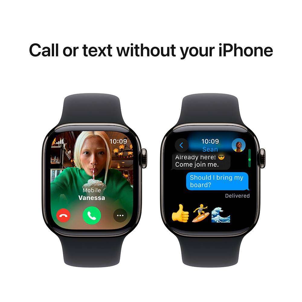 Apple Watch Series 10 GPS + Cellular 42mm Titânio Ardósia c/ Bracelete Desportiva Preta - Small/Medium - Image 5